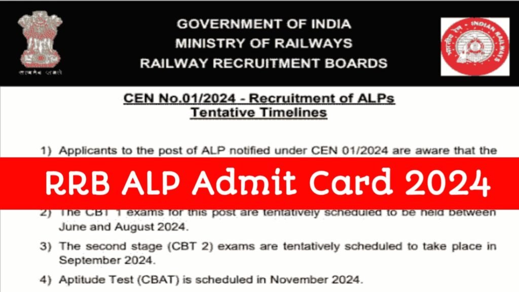 RRB ALP Admit Card 2024, CBT 1 Call Letter @indianrailways.gov.in